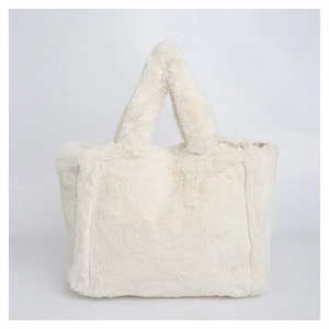 Sac Cabas en Peluche Grande Capacité pour Femmes Sac à Main en Fausse Fourrure Urbain Minimaliste Couleur Unie Fermoir Magnétique Quotidien