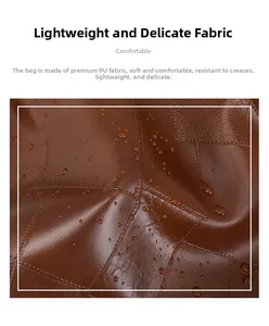 Macro detail of waterproof brown PU leather fabric with fine texture and water droplets