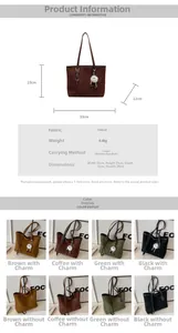 Detailed size chart and color options for the stylish velvet tote bag for women