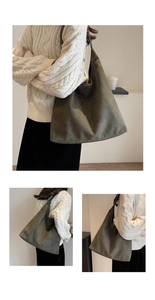 Detail view of the olive green suede tote bag with a wide shoulder strap in a minimalist style