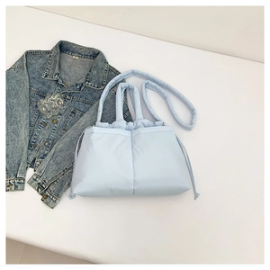 Fashion Quilted Puffer Bag Women Padded Shoulder Bag Trendy Drawstring Crossbody Bag Versatile Casual Large Tote Bag For Autumn