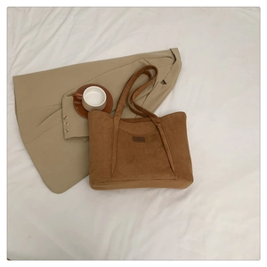 Women Minimalist Suede Tote Bag Large Capacity Shoulder Bag Solid Color Casual Handbag For Daily Work Commuting Autumn Fashion