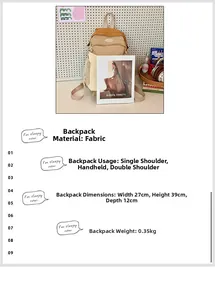 Detailansicht des multifunktionalen farbblock Stoffrucksacks mit 27x39x12cm Maßen