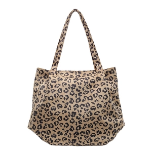 Sac fourre-tout tendance 2024 à motif léopard pour femme en toile grande capacité