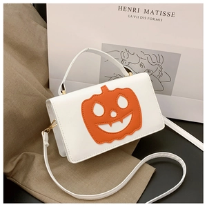 Halloween Pumpkin Shoulder Bag Jack-O'-Lantern Face PU Leather Crossbody Handbag For Women Festive Party Cute Fashion Bag