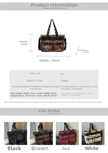 Detailed size chart for the minimalist PU leather shoulder bag with dimensions and specs