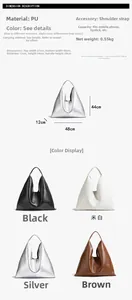 Detailed dimensions and multi-color options of the large PU leather tote bag