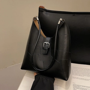 Sac à Épaule en Cuir PU Patchwork Vintage pour Femmes Grande Capacité Sac à Main Hobo Mode Quotidien Chic