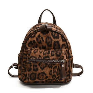 Mini mochila de moda para mujer en cuero PU con estampado de leopardo marrón elegante