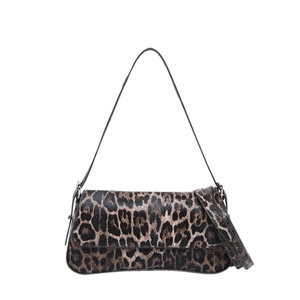 Fashionable autumn leopard print PU leather shoulder bag with a vintage minimalist design