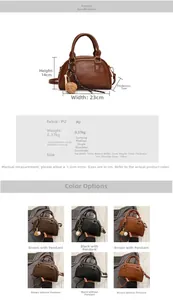 Detaillierte Größentabelle für Mini-Boston-Tasche aus PU-Leder mit Maßen und Farben