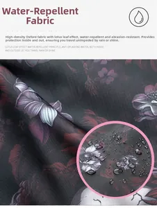 Détail du tissu Oxford imperméable à haute densité avec motif tête de mort et fleurs du sac