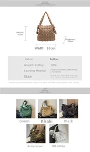 Détail du sac à main en tissu tissé avec motif à carreaux et texture rembourrée douce