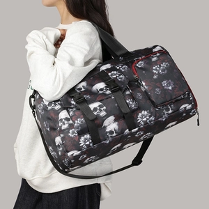 Grand sac fourre-tout gothique avec imprimé tête de mort et fleurs pour voyage femme