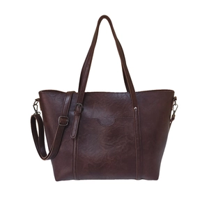 Grand sac cabas rétro marron en similicuir avec bandoulière réglable pratique