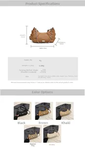 Detailed dimension guide for PU leather crossbody bag with size and strap length info