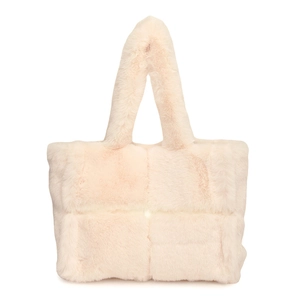 Sac cabas chic en fausse fourrure blanc cassé avec matelassage carré et anses