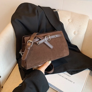 Retro Women Matte PU Crossbody Bag Simple Small Square Shoulder Bag With Wide Strap For Daily Commute Versatile Satchel Bag