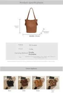 Spécifications de taille et options de couleur pour le grand sac seau en PU mat