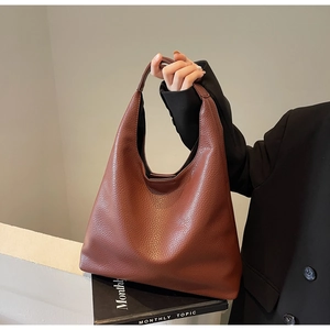 Fashion Women Pebble Pattern PU Leather Shoulder Bag Large Capacity Minimalist Hobo Tote Handbag Casual Commute Shopper Bag for Ladies