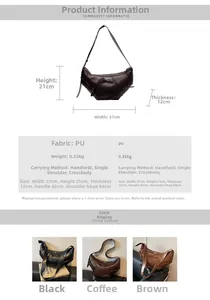 Spécifications détaillées du sac à bandoulière demi-lune en cuir PU avec des détails de nœud