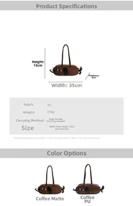 Spécifications de taille pour le sac à bandoulière en PU en forme de chien brun