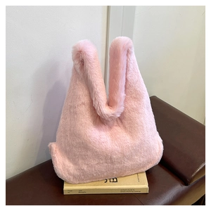 Sac à Épaule en Peluche Fausse Fourrure pour Femmes Automne Hiver Grande Capacité Sac Fourre-Tout Souple Hobo Chic