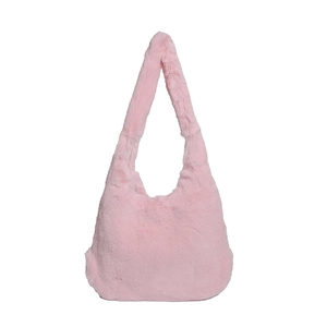 Sac à épaule en fausse fourrure rose pour femmes avec design hobo minimaliste