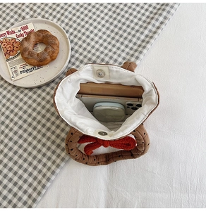 Internal view of polka dot cotton bag showing magnetic closure and spacious compartment