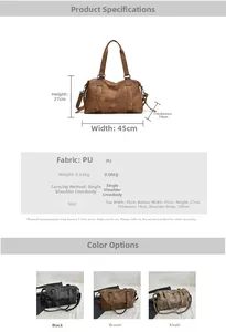 Tableau des tailles détaillé pour le sac à bandoulière en cuir PU avec les dimensions