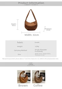 Détails du sac bandoulière en daim léopard avec dimensions 32x43x21cm et spécificités