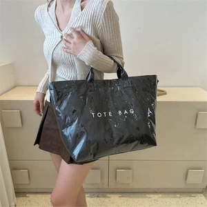 Large Capacity DuPont Paper PVC Composite Tote Bag For Women Fashion Waterproof Shopping Handbag Minimalist Travel Shoulder Bag