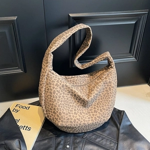 Mode Automne Imprimé Léopard Sac à Épaule en Suédine Femmes Grande Capacité Sac Hobo Urbain Simple Sac à Tracolla Décontracté