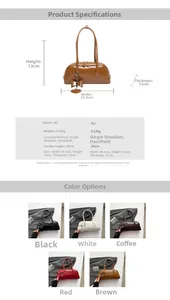 Detailed size chart and multi-color options for the oil wax leather bow shoulder bag