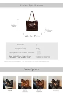 Detailed size specifications of the minimalist PU leather shoulder bag with dimensions