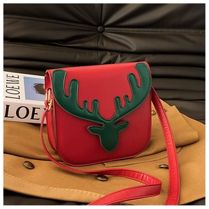 Borsa a Tracolla in Pelle PU con Corna di Renna Tema Natalizio Donna Borsa Piccola Quadrata Regalo di Compleanno
