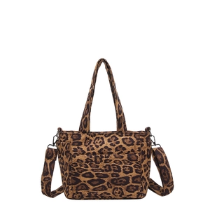 Chic leopard print tote bag with dual handles and adjustable shoulder strap for women