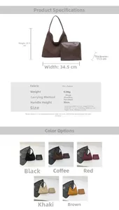Guida dettagliata alle taglie per set borsa tote con dimensioni 34,5x32,5x11,5 cm e materiali