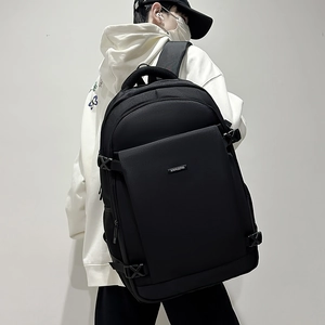 Men's large capacity black business travel backpack for laptop and school