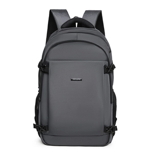 Men's dark grey multi-functional business backpack with large capacity and mesh side pockets