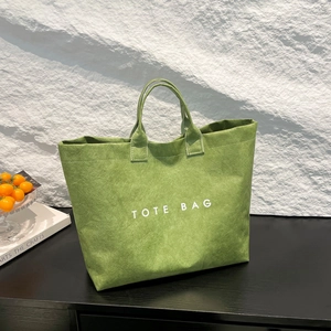 Minimalist Women's PU Tote Bag Large Capacity Retro Letter Print Handbag For Daily Casual Commuting Shoulder Bag Travel Bag