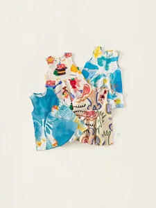 Abiti a trapezio senza maniche per bambine in cotone con stampe graffiti creative estive