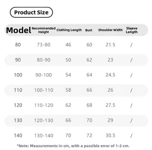 Detailed size chart for girls sleeveless tulle dress showing length, bust, and shoulder specs