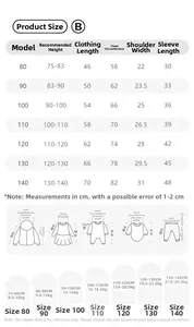 Guide détaillé des tailles pour robe chemise enfant avec mesures pour taille de 80 à 140 cm
