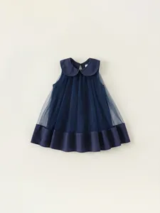 Girls Peter Pan Collar Sleeveless Mesh Princess Dress Sweet Tulle Puffy Party Gown Soft Cotton Lining Summer Dress For Kids