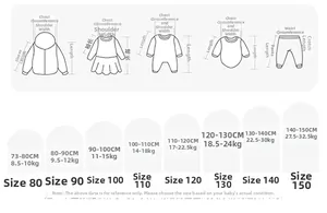 Guide détaillé des tailles pour ensemble fille haut sans manches et pantalon large 80-150 cm