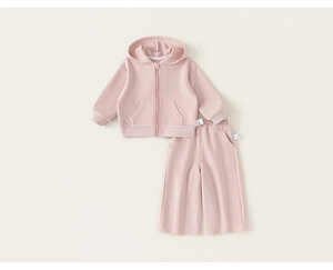 Survêtement de loisirs rose poudré pour enfants avec sweat à capuche zippé et pantalon large