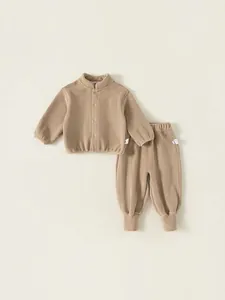 Survêtement en Polaire pour Bébé et Enfant Couleur Unie Sweat-shirt à Col Montant et Pantalon de Jogging Tenue de Détente