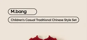 Detail of red traditional Chinese girl's dress set with white faux fur collar accents