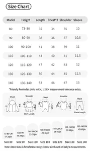 Detailed size chart for kids red hoodie showing length chest and sleeve measurements